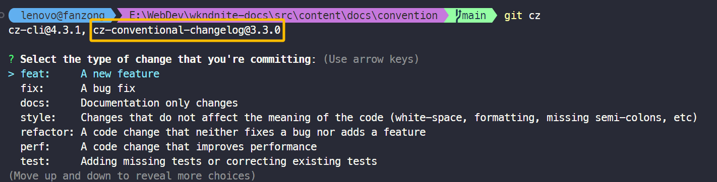 cz-conventional-changelog